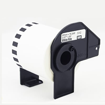 20 x Brother DK-22212 DK22212 Generic Black Text on White Continuous Film Label Roll 62mm x 15.24m