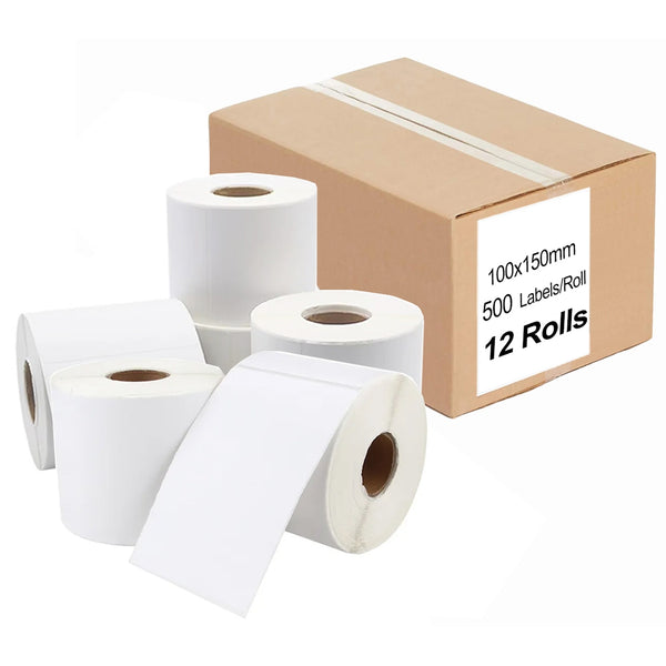 12 Rolls Shippit Labels Perforated Thermal Label 100mm X 150mm - 500 Labels per Roll
