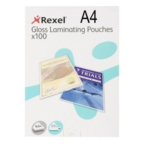 100 Sheets Rexel Laminating Pouches Gloss A4 75 Microns