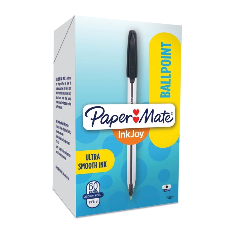 Paper Mate Capped 1.0mm Ballpoint Pens InkJoy 50ST Box of 60 - Black