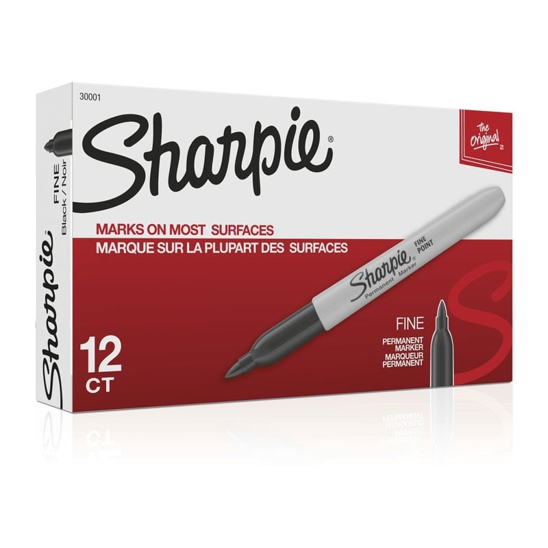 12 x Sharpie Permanent Marker 1.0MM Fine Point - Black