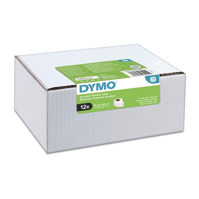 Dymo SD99010 / S0722370 Original White Label Roll 28mm x 89mm (2093091) 130 labels per roll [Value Pack of 12 Rolls]