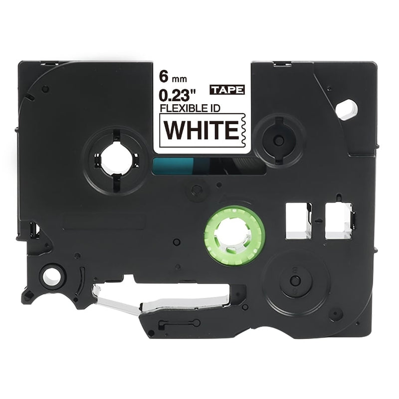 10 x Brother TZe-FX211 TZeFX211 Generic 6mm Black Text on White Flexible ID Laminated Tape - 8 metres